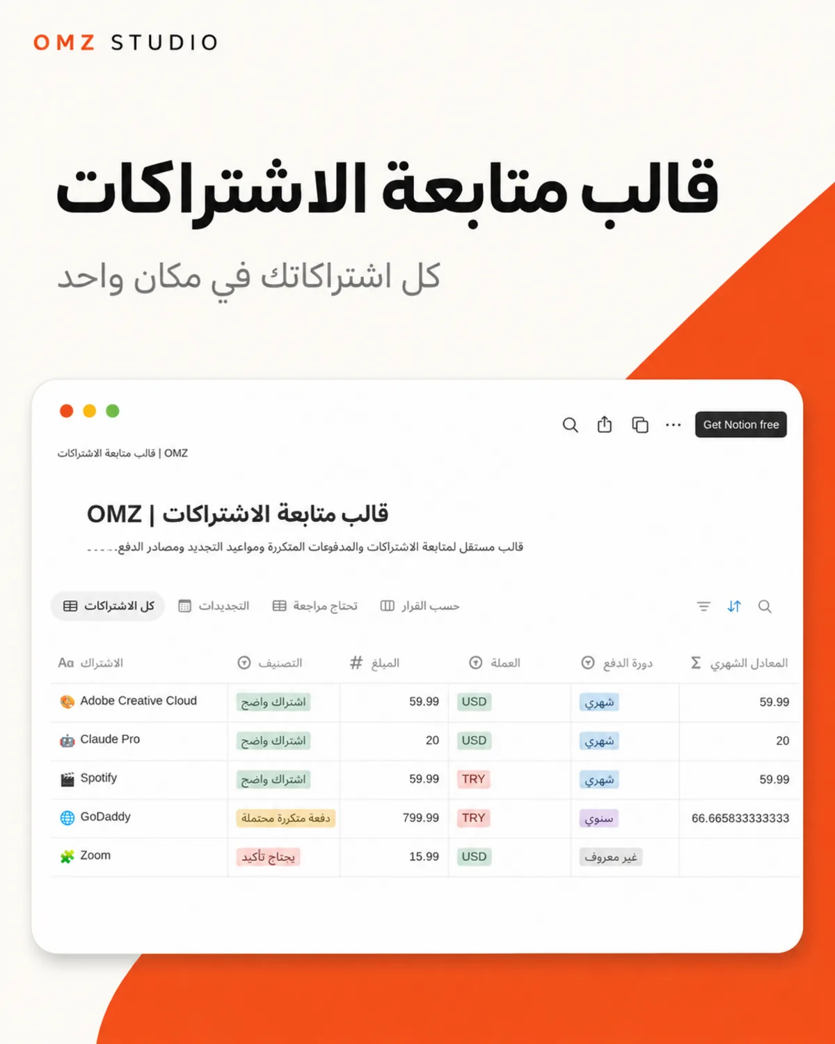 قالب متابعة الاشتراكات